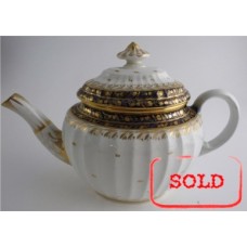 SOLD Coalport 'John Rose' New Fluted Oval Blue and Gilt 'Acorn' Pattern  Teapot, c1798 SOLD 